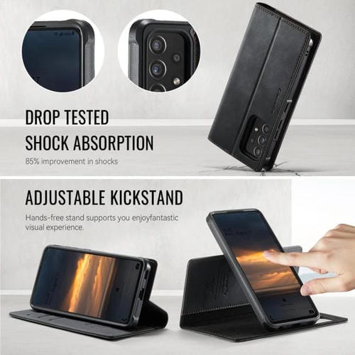 Funda de cuero desmontable con bloqueo RFID magnético para Samsung Galaxy A53 5G CaseMe C49 (negro)