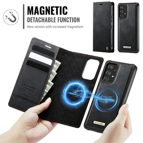 Funda de cuero desmontable con bloqueo RFID magnético para Samsung Galaxy A53 5G CaseMe C49 (negro)