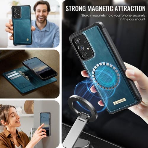 Funda de cuero desmontable con bloqueo RFID magnético para Samsung Galaxy A53 5G CaseMe C49 (verde)