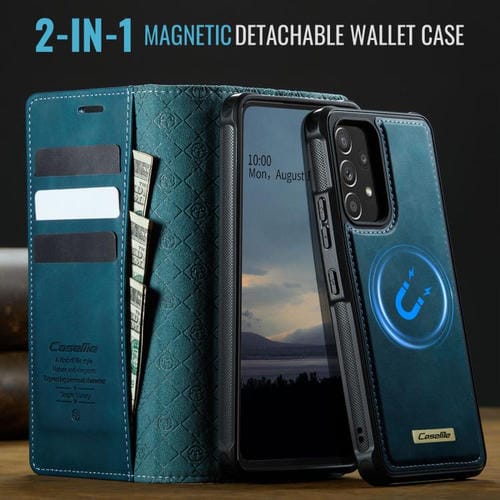 Funda de cuero desmontable con bloqueo RFID magnético para Samsung Galaxy A53 5G CaseMe C49 (verde)