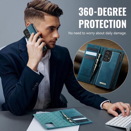 Funda de cuero desmontable con bloqueo RFID magnético para Samsung Galaxy A53 5G CaseMe C49 (verde)