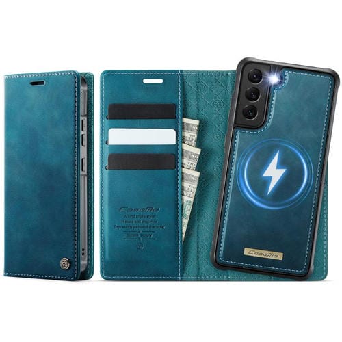 Funda de cuero desmontable con bloqueo RFID magnético CaseMe C49 para Samsung Galaxy S22 5G (verde)