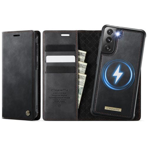 Funda de cuero desmontable con bloqueo RFID magnético para Samsung Galaxy S21+ 5G CaseMe C49 (negro)