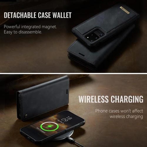 Funda de cuero desmontable con bloqueo RFID magnético CaseMe C49 para Samsung Galaxy S20 Ultra (negra)