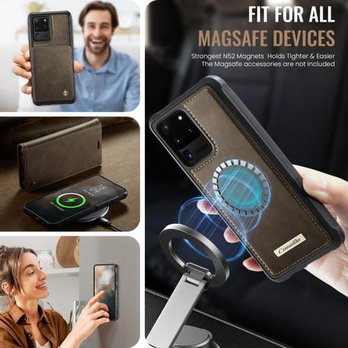Funda de cuero desmontable con bloqueo RFID magnético CaseMe C49 para Samsung Galaxy S20 Ultra (café)