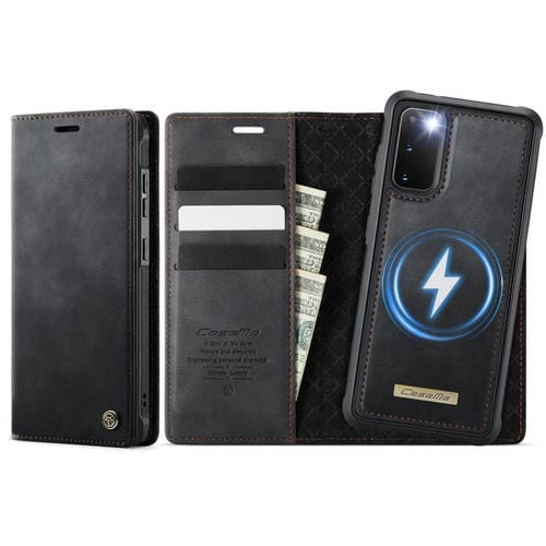 Funda de cuero desmontable con bloqueo RFID magnético CaseMe C49 para Samsung Galaxy S20 (negra)