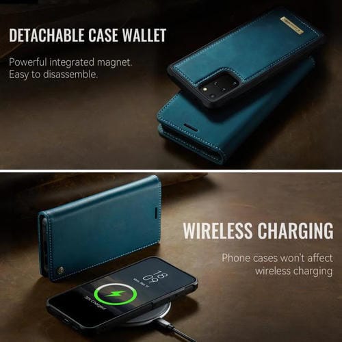 Funda de cuero desmontable CaseMe C49 con bloqueo RFID magnético para Samsung Galaxy S20+ (verde)