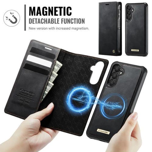 Funda de cuero desmontable con bloqueo RFID magnético para Samsung Galaxy A14 5G / M44 CaseMe C49 (negro)