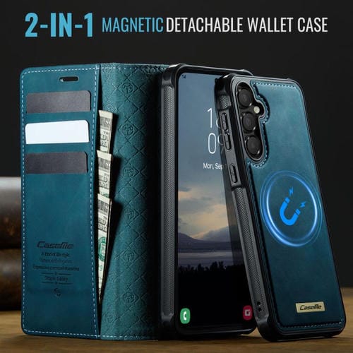 Funda de cuero desmontable con bloqueo RFID magnético CaseMe C49 para Samsung Galaxy A55/A35 5G (verde)