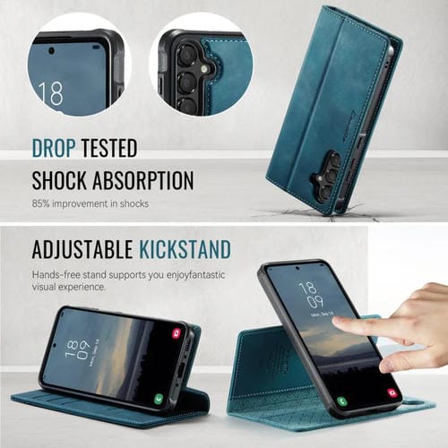 Funda de cuero desmontable con bloqueo RFID magnético CaseMe C49 para Samsung Galaxy A55/A35 5G (verde)