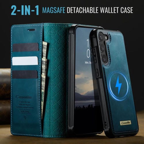 Funda de cuero desmontable con bloqueo RFID magnético para Samsung Galaxy S23+ 5G CaseMe C49 (verde)