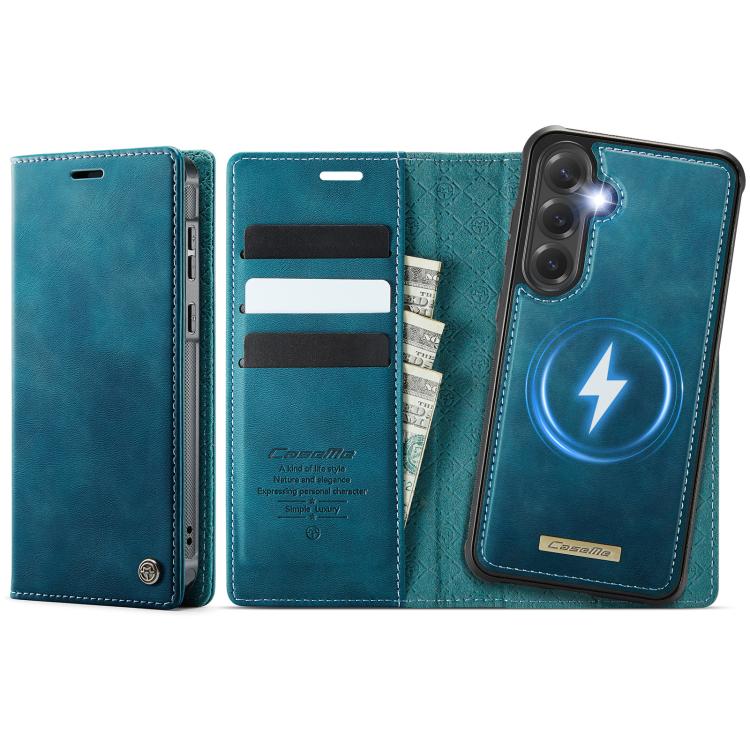 Funda de cuero desmontable CaseMe C49 con bloqueo RFID magnético para Samsung Galaxy S24 FE 5G (verde)