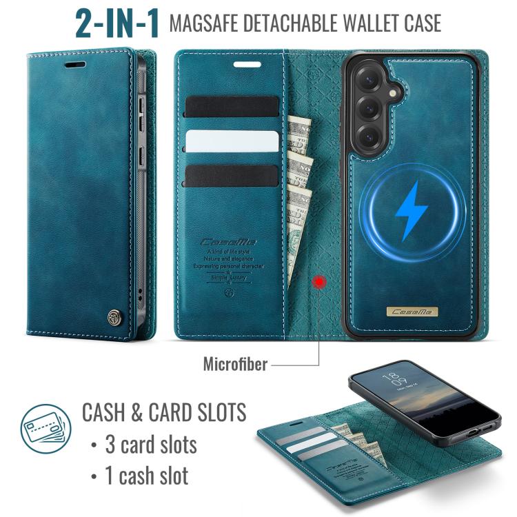 Funda de cuero desmontable CaseMe C49 con bloqueo RFID magnético para Samsung Galaxy S24 FE 5G (verde)