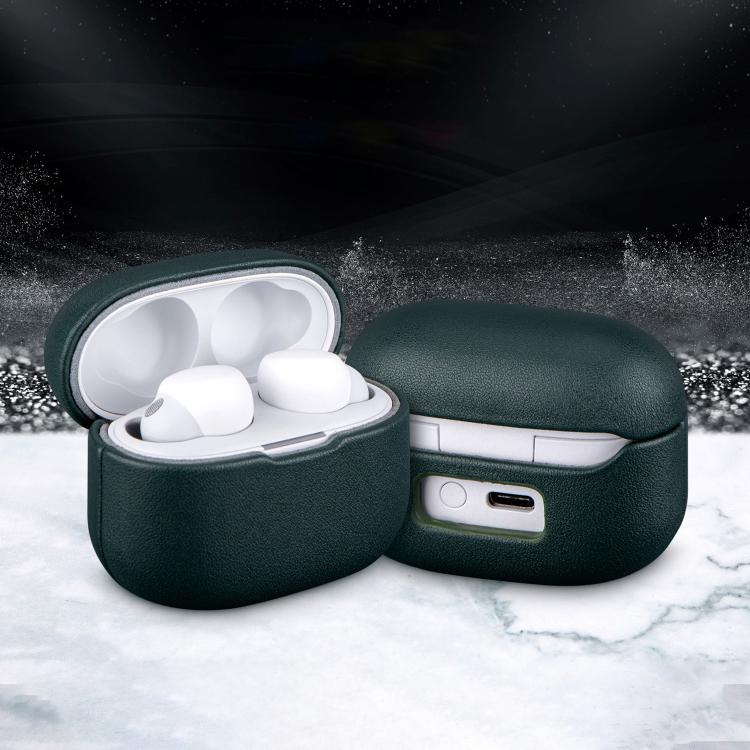 Funda protectora de cuero genuino granulado para auriculares Bluetooth Sony LinkBuds S (flor, jengibre y hierba)