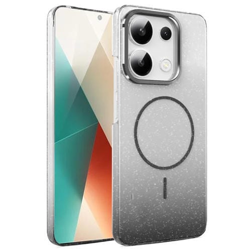 Funda MagSafe a prueba de golpes para Xiaomi Redmi Note 13 4G con purpurina dorada y degradado (negro)