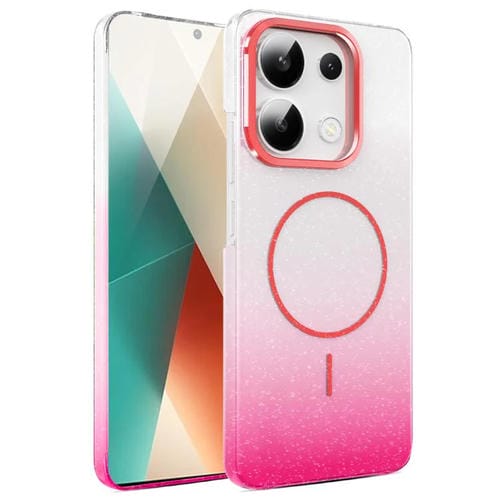 Funda MagSafe a prueba de golpes para Xiaomi Redmi Note 13 4G con purpurina dorada y degradado (rojo)