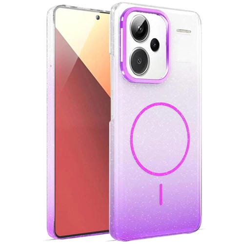 Funda MagSafe a prueba de golpes para Xiaomi Redmi Note 13 Pro 5G con purpurina dorada y degradado (morado)