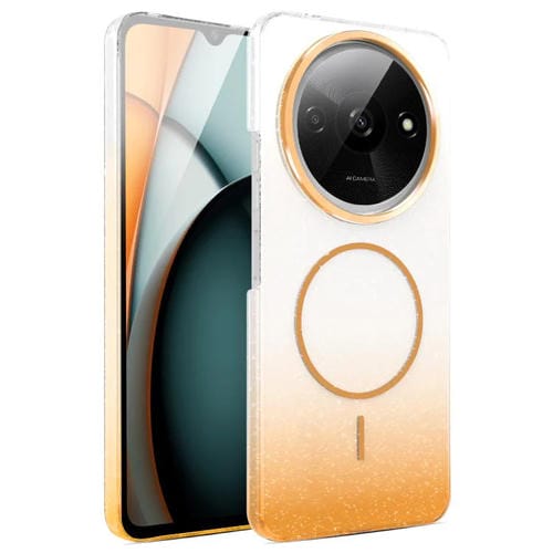 Funda para Xiaomi Poco M6 4G con purpurina dorada y degradado MagSafe a prueba de golpes (dorada)