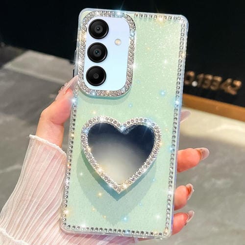 Funda con purpurina y espejo para Samsung Galaxy A15 5G (verde claro)
