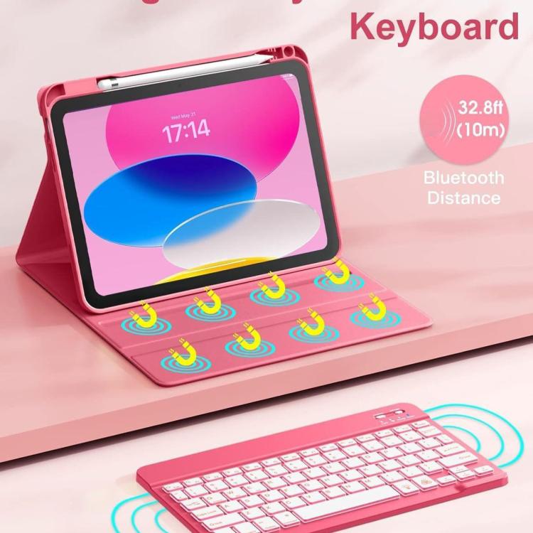 Funda de silicona y cuero con teclado Bluetooth para iPad Pro 11 (2021/2022) con ranura para bolígrafo (morado lavanda)
