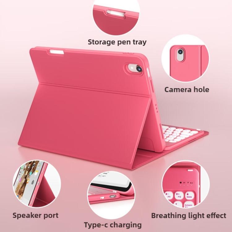 Funda de silicona y cuero con teclado Bluetooth para iPad Air 11 (2025/2024) con ranura para bolígrafo (azul cielo)