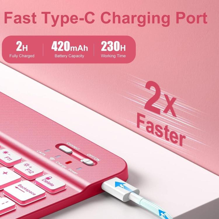Funda de silicona y cuero con teclado Bluetooth para iPad Pro 11 2024 con ranura para bolígrafo (rosa cereza)