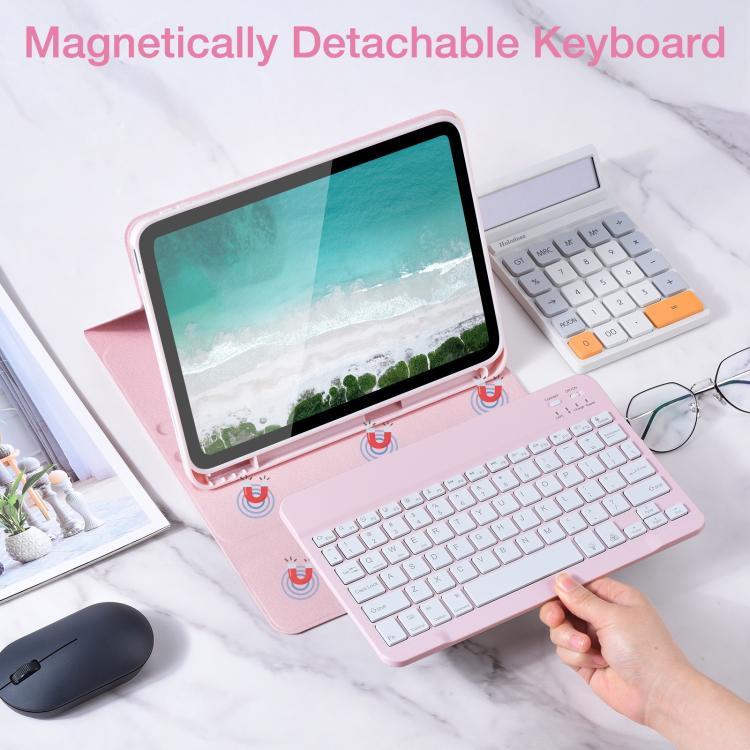 Funda de cuero para Samsung Galaxy Tab A9+ con teclado magnético retroiluminado (rosa cerezo)