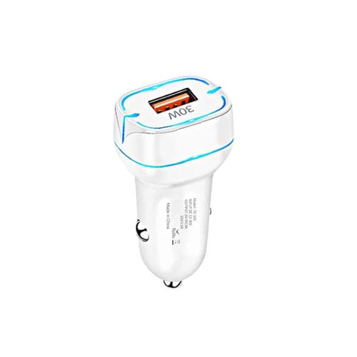 Cargador USB para coche QC3.0 de 30 W (blanco)