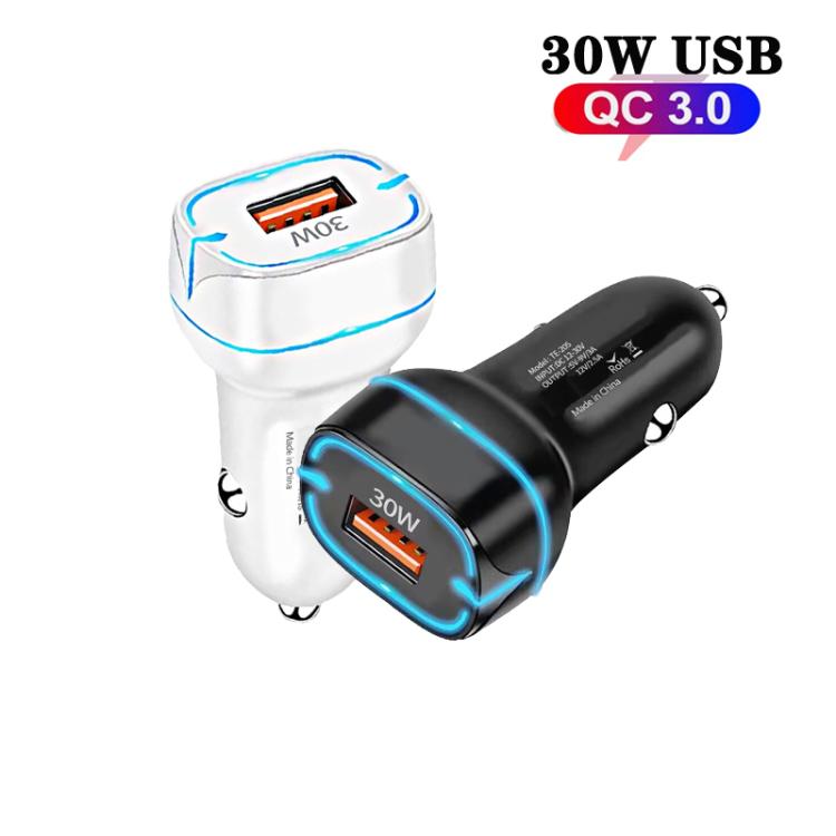 Cargador USB para coche QC3.0 de 30 W (negro)