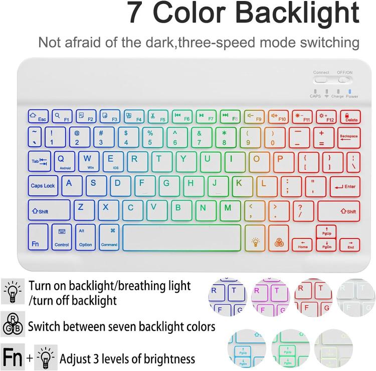 Funda protectora de cuero con teclado Bluetooth retroiluminado de colores para iPad Air 2022/2020 de 10,9 pulgadas (azul cielo)