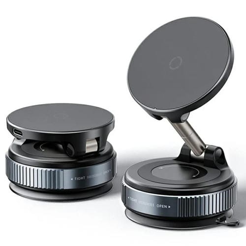 Soporte magnético para teléfono con ventosa de vacío y carga inalámbrica X68W de 15 W, plegable, para salpicadero de coche (negro)