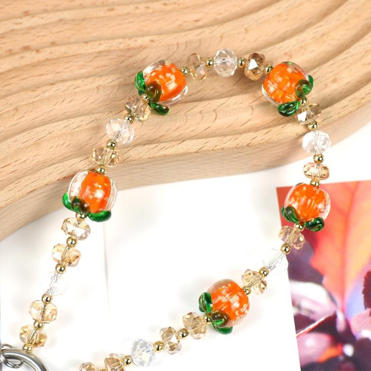 Cadena luminosa para teléfono con cristales de caqui (naranja)