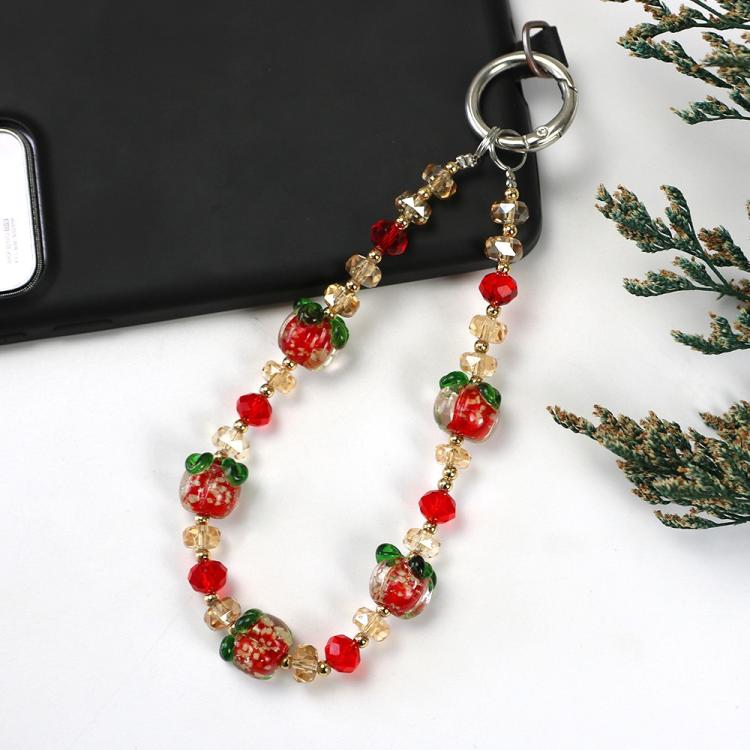 Cadena luminosa para teléfono con cristales de caqui (naranja)