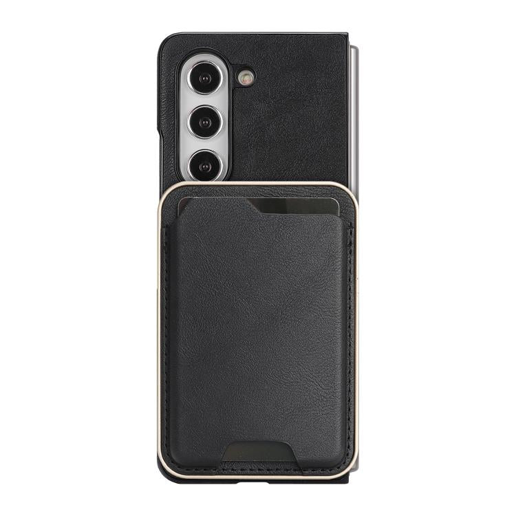 Funda de cuero con adhesivo lateral para Samsung Galaxy Z Fold6 Kalebol Slim MagSafe Ring Magnetic Card Bag (Negro)