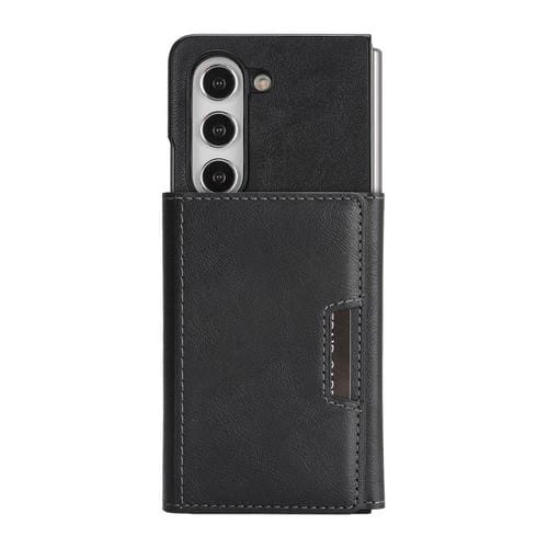 Funda de cuero con adhesivo lateral para Samsung Galaxy Z Fold5, con cierre magnético MagSafe, triple pliegue, Kalebol (negro)