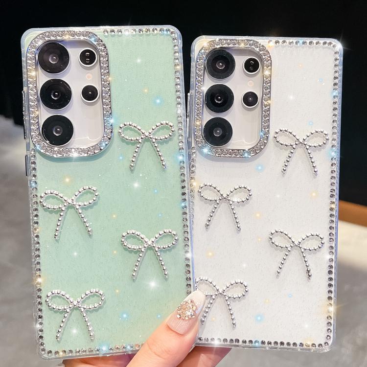 Funda transparente con lazo y cuatro esquinas para Samsung Galaxy A56 5G, a prueba de golpes y con purpurina de diamante (transparente)