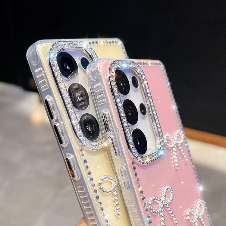 Funda transparente con lazo y cuatro esquinas para Samsung Galaxy S24 FE 5G, a prueba de golpes y con purpurina de diamante (transparente)
