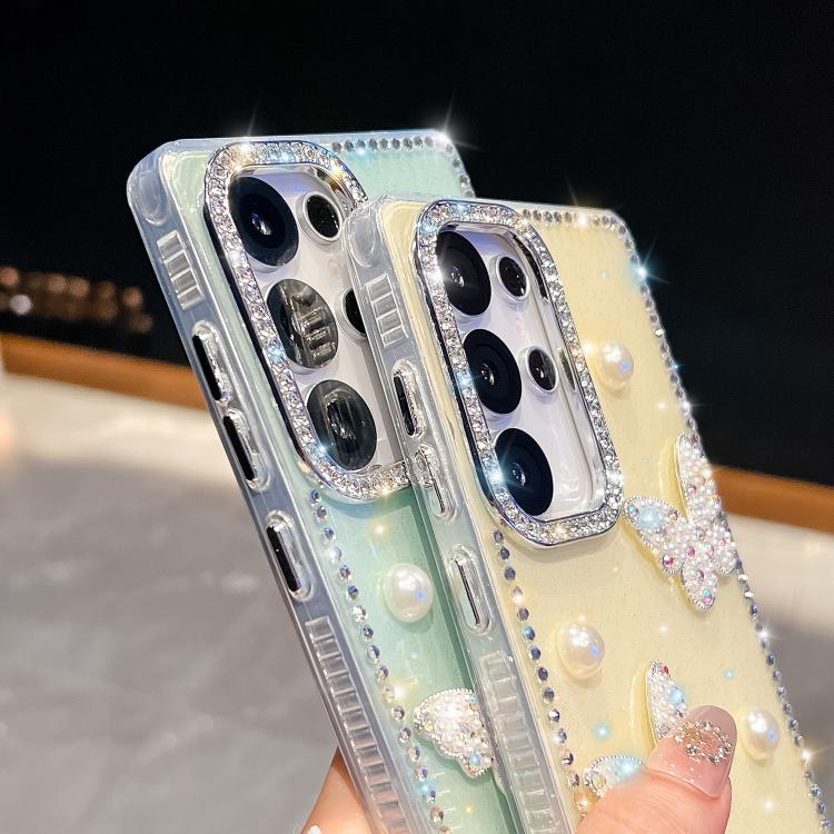 Funda para Samsung Galaxy A56 5G con diseño de mariposa, con purpurina y diamantes, a prueba de golpes (rosa claro)