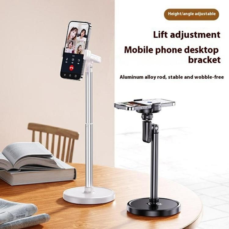 Soporte giratorio y ajustable para teléfono de escritorio T16 para grabación de vlogs en vivo (blanco)