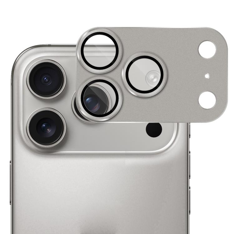 ENKAY - Lente de cámara antirreflejos con armadura esmerilada y película de vidrio templado de aleación de aluminio (gris) para iPhone 17 Pro