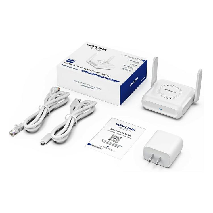 Enrutador de viaje WAVLINK WNT100X3 AX3000 de 160 MHz MU-MIMO OFDMA VPN de doble banda WiFi 6, color: enchufe de la UE