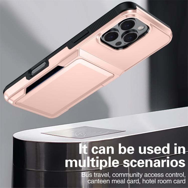 Funda a prueba de golpes con tarjetero y tapa Kalebol para iPhone 14 Pro (roja)
