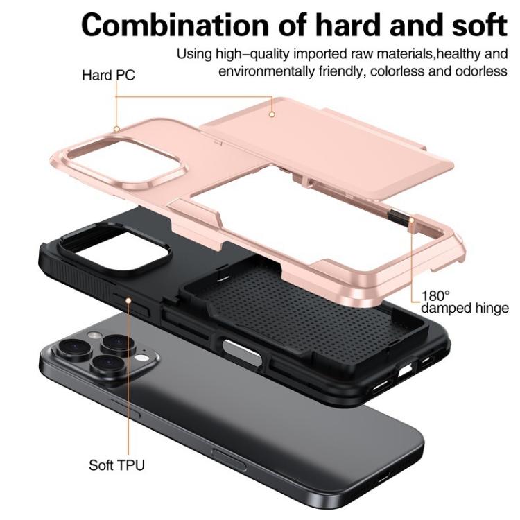 Funda a prueba de golpes con tarjetero y tapa Kalebol para iPhone 14 Pro Max (azul)