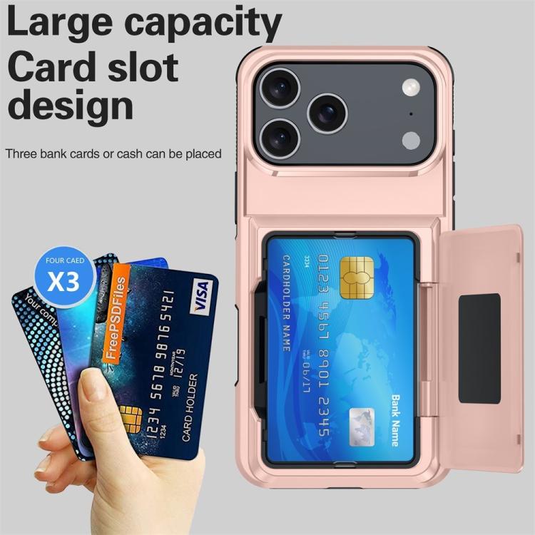 Funda abatible para iPhone 17 Pro Max con tarjetero Kalebol, a prueba de golpes (oro rosa)