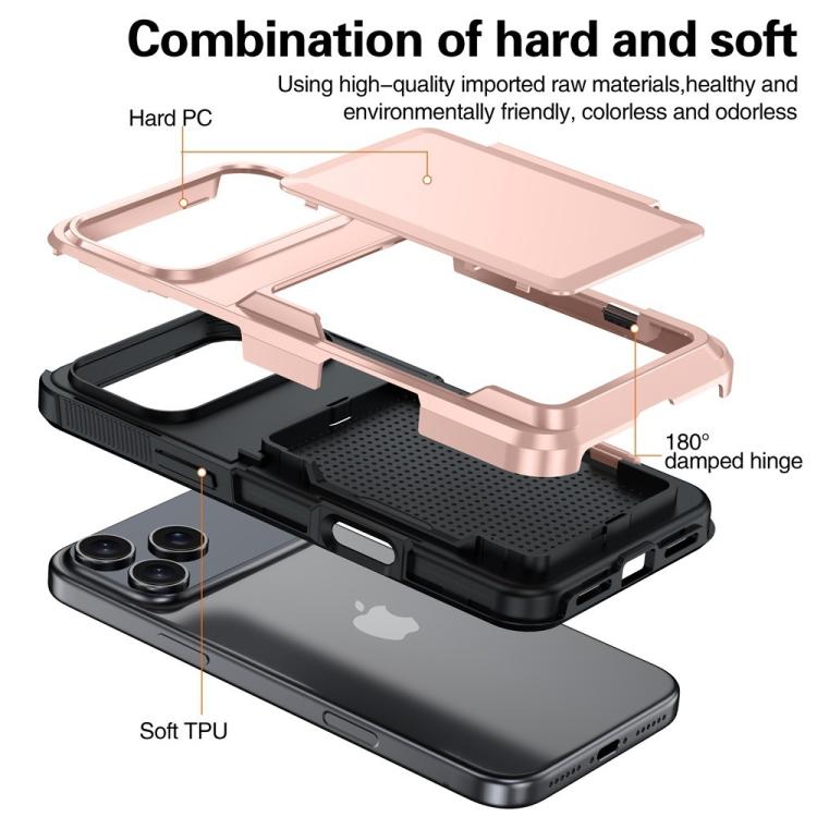 Funda abatible para iPhone 17 Pro, con tarjetero, a prueba de golpes, color gris