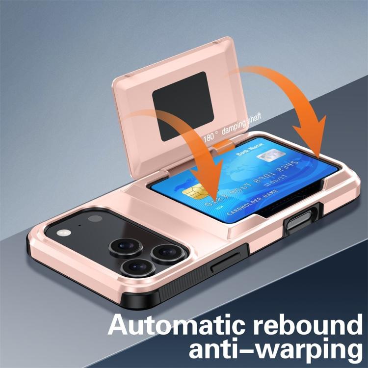 Funda abatible para iPhone 17 Pro, con tarjetero, a prueba de golpes, color gris