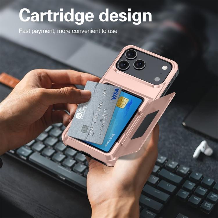 Funda abatible para iPhone 17 Pro, con tarjetero, a prueba de golpes, color gris