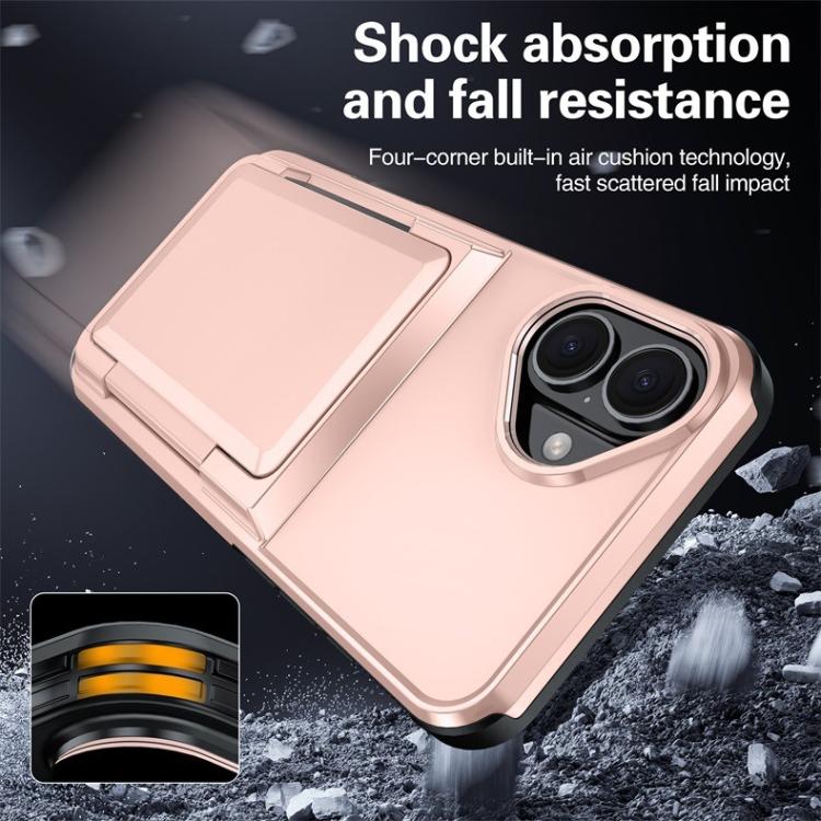 Funda abatible para iPhone 17, con tarjetero, a prueba de golpes (negra)