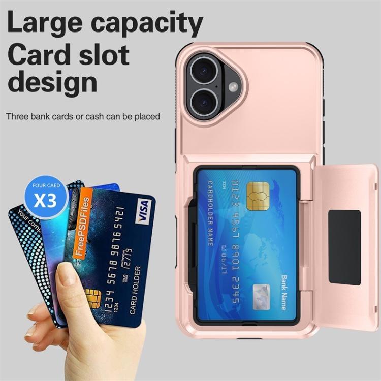Funda abatible para iPhone 17, con tarjetero, a prueba de golpes (azul)