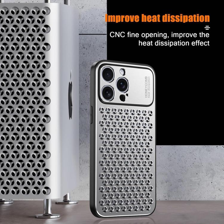 Funda metálica transpirable y refrescante Kalebol para iPhone 15 Pro Max (plateada)